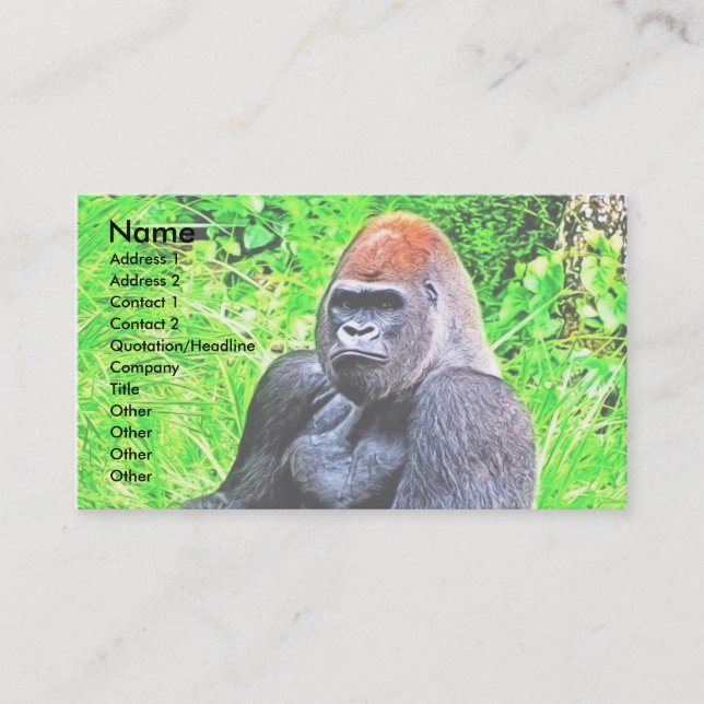 Tarjeta De Visita Pintura fotográfica de Silverback Gorilla (Anverso)