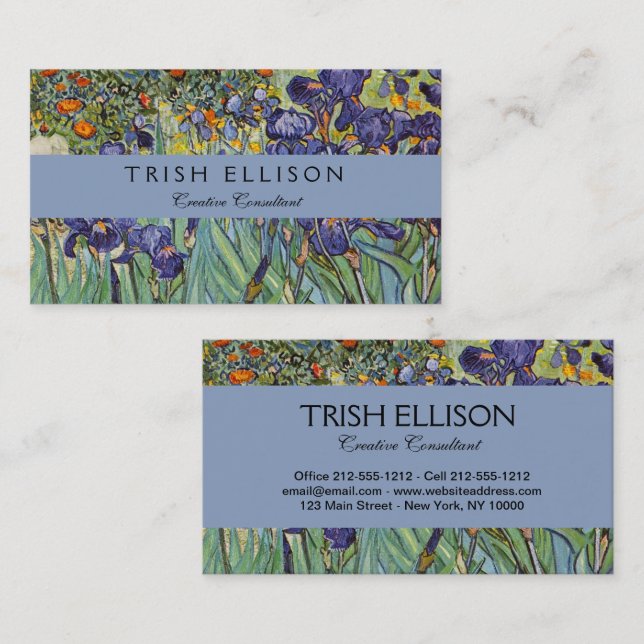 Tarjeta De Visita Pintura impresionista de Van Gogh Irises (Anverso / Reverso)
