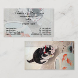 Tarjeta De Visita Pintura japonesa de Ohara Koson Cat & Goldfish Bow