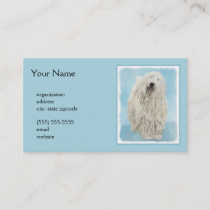 Tarjeta De Visita Pintura Komondor - Arte Perro Original Cuto