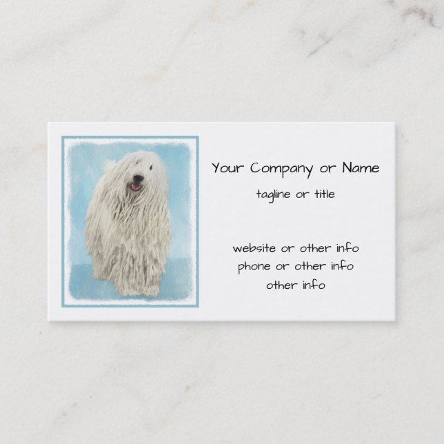 Tarjeta De Visita Pintura Komondor - Arte Perro Original Cuto (Anverso)