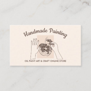 Tarjeta De Visita Pintura Manual Marfil Beige Rubor Hobby