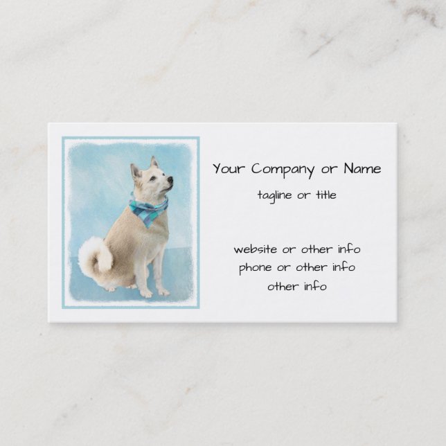 Tarjeta De Visita Pintura noruega de Buhund - Arte original de perro (Anverso)