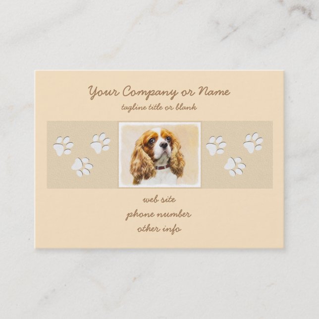 Tarjeta De Visita Pintura original del Cavalier King Charles Spaniel (Anverso)