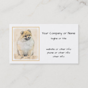 Tarjeta De Visita Pintura Pomerania (Naranja) - Arte Perro Original