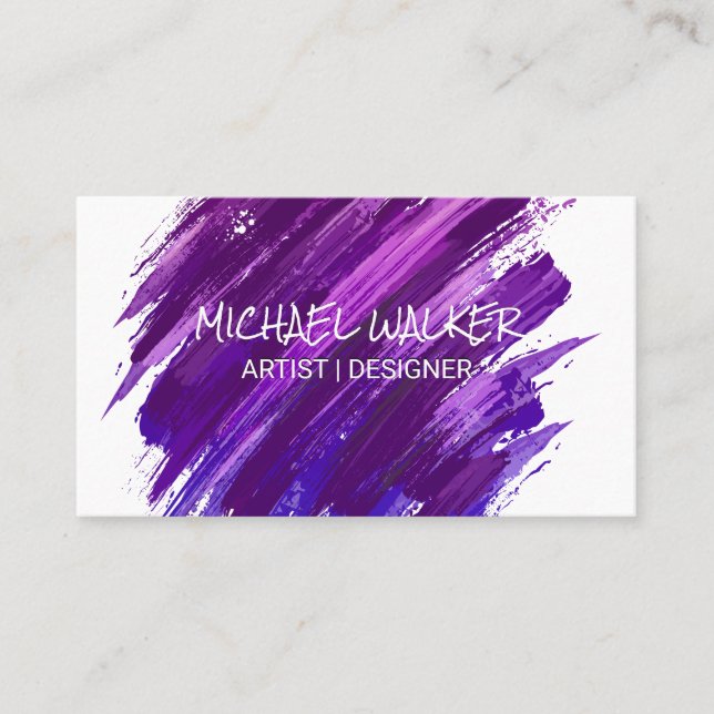 Tarjeta De Visita Pintura púrpura cepillado (Anverso)