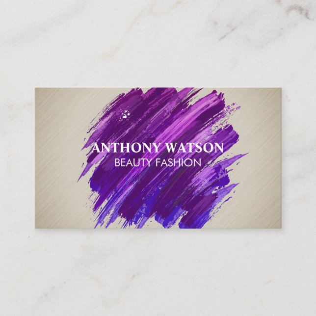 Tarjeta De Visita Pintura púrpura cepillado | Textura simple (Anverso)