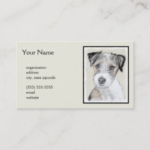 Tarjeta De Visita Pintura Rusell Terrier - Arte Perro Original