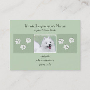 Tarjeta De Visita Pintura Samoyed - Arte Perro Original Cuto