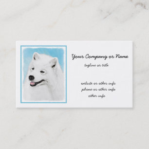 Tarjeta De Visita Pintura Samoyed - Arte Perro Original Cuto
