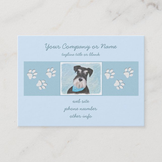 Tarjeta De Visita Pintura Schnauzer (en miniatura) - Perro original  (Anverso)