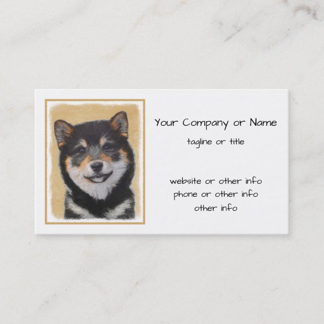Tarjeta De Visita Pintura Shiba Inu (Negro y Tan) - Arte de perro (Anverso)