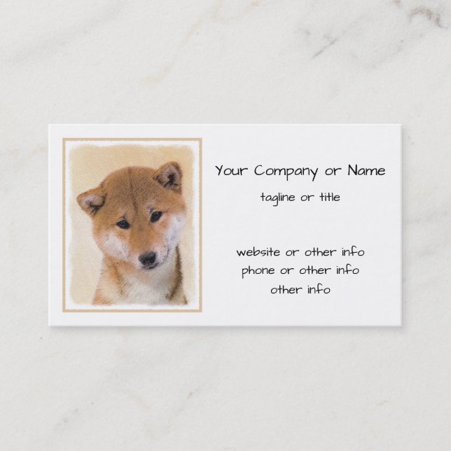 Tarjeta De Visita Pintura Shiba Inu (roja) - Arte Perro Original (Anverso)