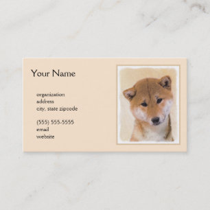 Tarjeta De Visita Pintura Shiba Inu (roja) - Arte Perro Original