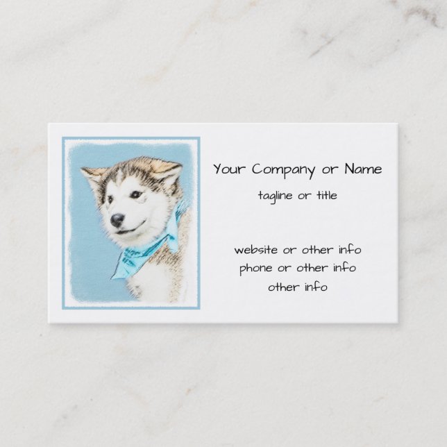 Tarjeta De Visita Pintura siberiana Husky de pipa - Arte original de (Anverso)