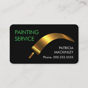 Tarjeta De Visita Pintura Simple con Rodillo de Oro