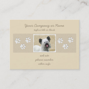 Tarjeta De Visita Pintura Skye Terrier - Arte Perro Original.