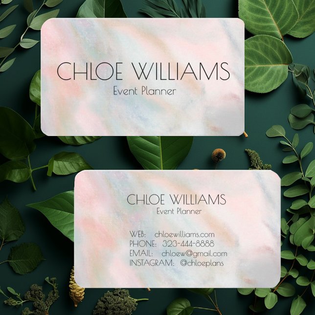 Tarjeta De Visita Pintura suave pastel Abstracto Pinceles rosados (Soft pastel simple minimalist business cards. Customize with your own text)