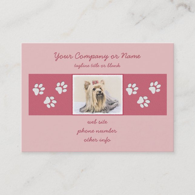 Tarjeta De Visita Pintura Terrier de Yorkshire - Arte Perro Original (Anverso)