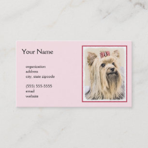 Tarjeta De Visita Pintura Terrier de Yorkshire - Arte Perro Original