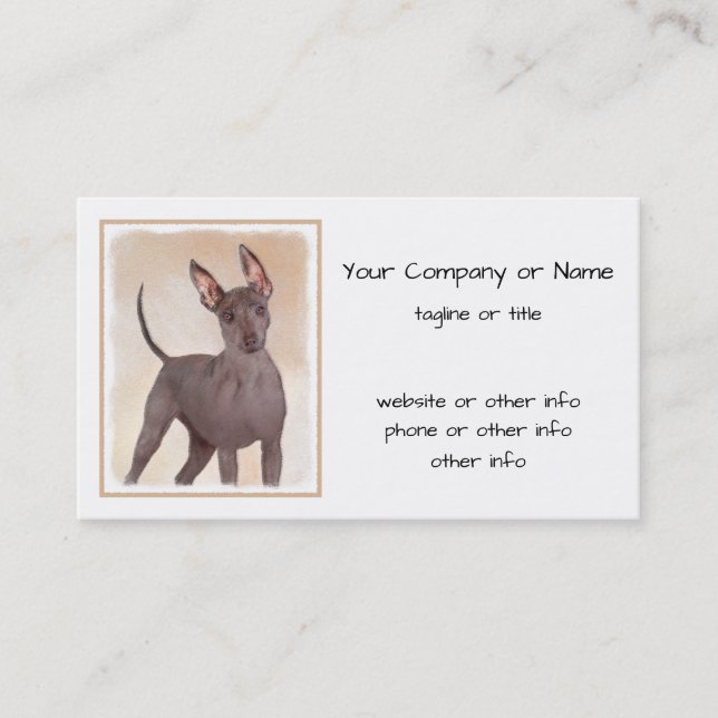 Tarjeta De Visita Pintura Xoloitzcuintli - Arte Perro Original Cuto (Anverso)