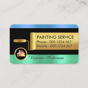 Tarjeta De Visita Pinturas de rodillo dorado azul verde Capas metáli