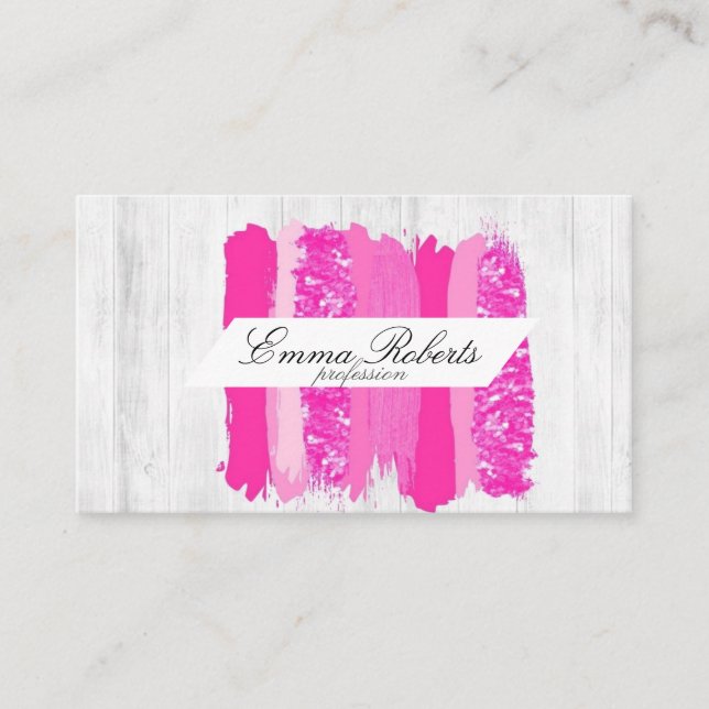 Tarjeta De Visita Pinzas de pincel rosa caliente pinceladas de fucsi (Anverso)