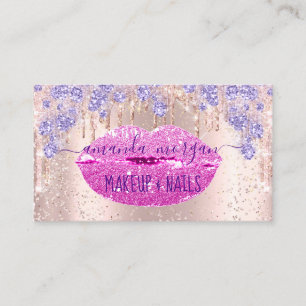 Tarjeta De Visita Pinzas de Purpurina con manicura rosa de las uñas