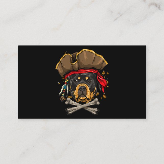 Tarjeta De Visita Pirata de perro de Rottweiler Jolly Roger Bandera  (Anverso)