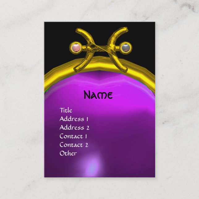 Tarjeta De Visita PISCES MONOGRAM Pearl Amethyst amarillo púrpura ro (Anverso)