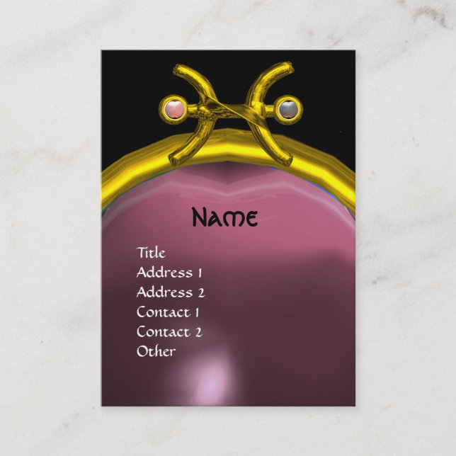 Tarjeta De Visita PISCES MONOGRAM Pearl Amethyst amarillo púrpura ro (Anverso)