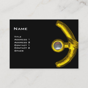 Tarjeta De Visita PISCES MONOGRAM, Pearl color amarillo gris rosa
