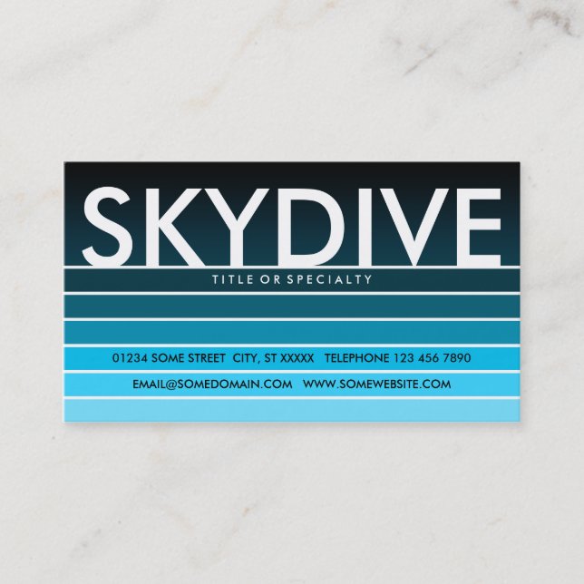 Tarjeta De Visita Piscina acuática SKYDIVE (Anverso)