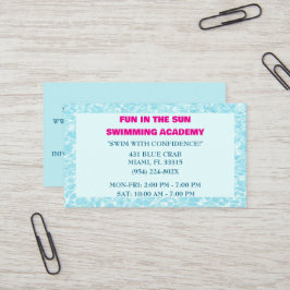 Tarjeta De Visita Piscina azul Lecciones de natación