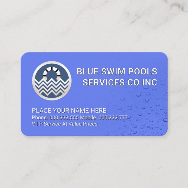 Tarjeta De Visita Piscina de gotas de agua simples (Anverso)