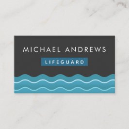 Tarjeta De Visita Piscina de Salvavidas Olas de Agua Sencillo Gris M