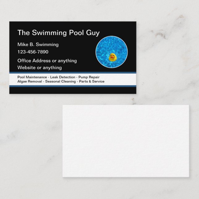 Tarjeta De Visita Piscina Piscina Glossy Guay Business Cards (Anverso / Reverso)