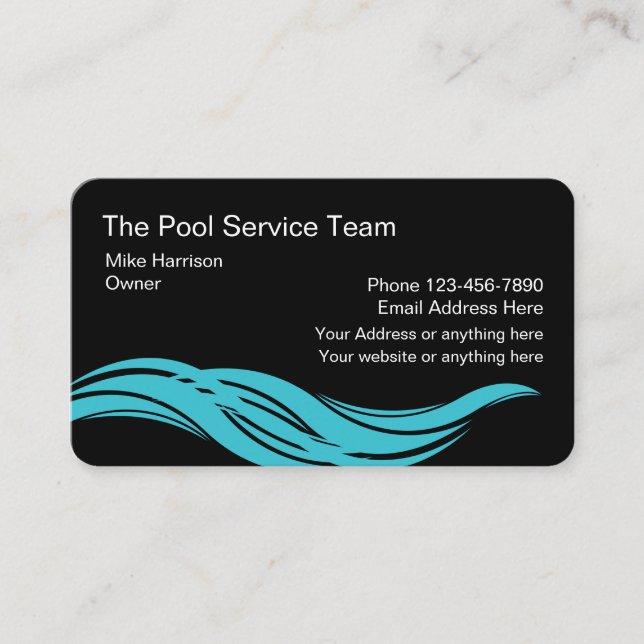 Tarjeta De Visita Piscina Servicio moderno (Anverso)