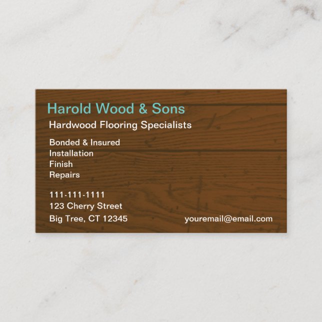 Tarjeta De Visita Pisos de Madera (Anverso)