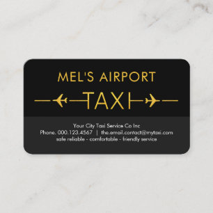 Tarjeta De Visita Pista de Avión de Taxi Dorado