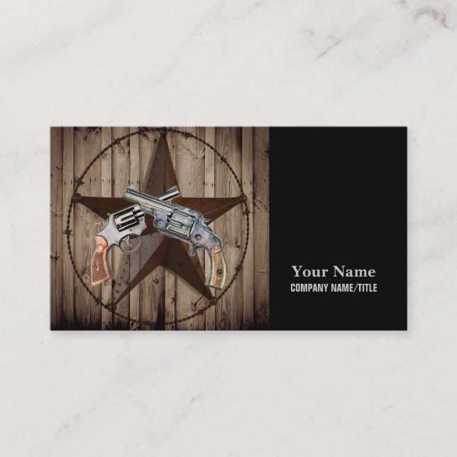 Tarjeta De Visita Pistola de texas de madera vaquero de campo occide (Anverso)