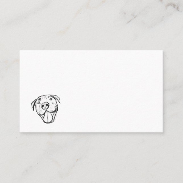 Tarjeta De Visita pitbull dibujar simples amantes del perro blanco n (Anverso)