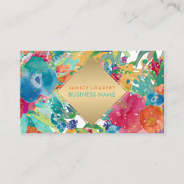 Tarjeta De Visita PíxDezines acuarela floral/Pansies/espectros de or