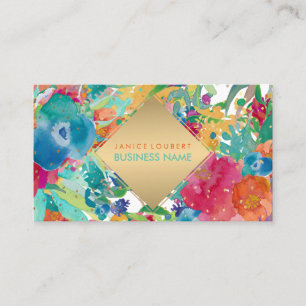 Tarjeta De Visita PíxDezines acuarela floral/Pansies/espectros de or