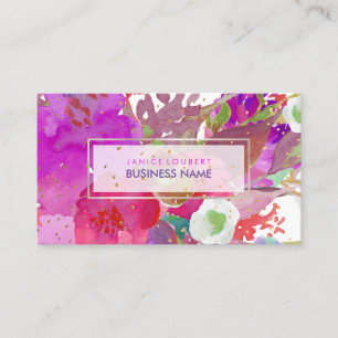 Tarjeta De Visita PixDezines Acuarela floral/Pensamientos/Brillos do
