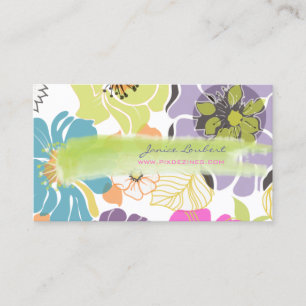 Tarjeta De Visita PixDezines alegre flores tropicales retro/color DI