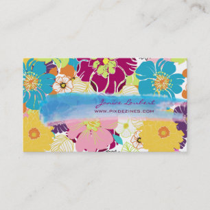 Tarjeta De Visita PixDezines alegre flores tropicales retro/DIY colo