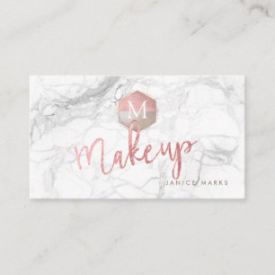 TARJETA DE VISITA PIXDEZINES ARTISTA DE MAQUILLAJE MÁRMOL ROSE GOLD 