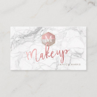 TARJETA DE VISITA PIXDEZINES ARTISTA DE MAQUILLAJE MÁRMOL ROSE GOLD 