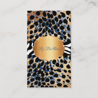 Tarjeta De Visita PixDezines azul vintage+cheetah+zebra